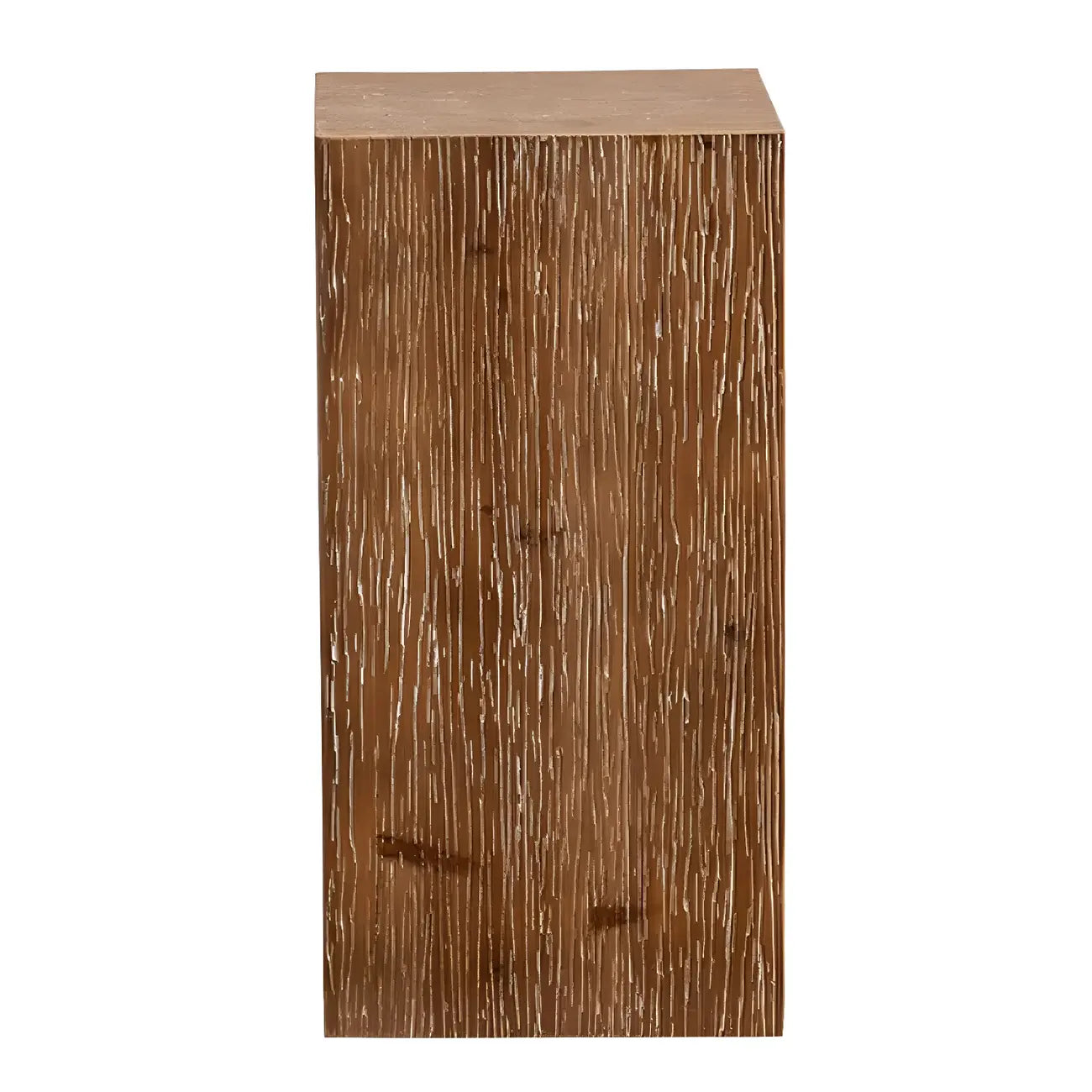 Rustic Square Distressed Wood Side Table with Open Storage