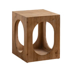 Rustic Square Distressed Wood Side Table with Open Storage