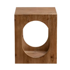 Rustic Square Distressed Wood Side Table with Open Storage