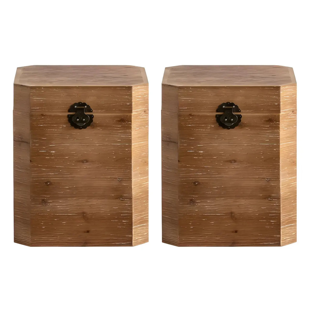 Rustic Square Distressed Wood Side Table with Open Storage