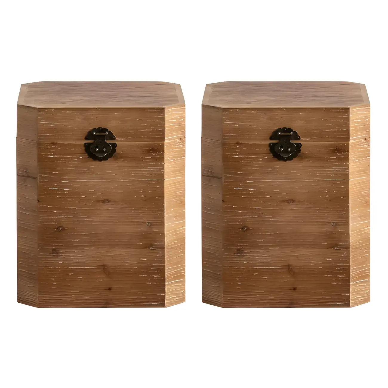 Rustic Square Distressed Wood Side Table with Open Storage