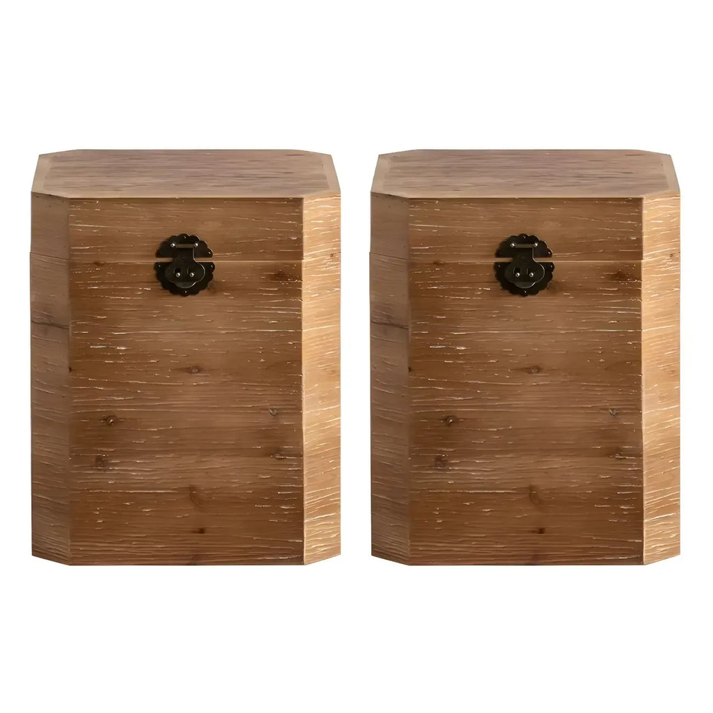 Rustic Square Distressed Wood Side Table with Open Storage