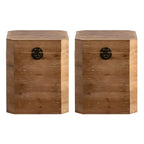 Rustic Square Distressed Wood Side Table with Open Storage