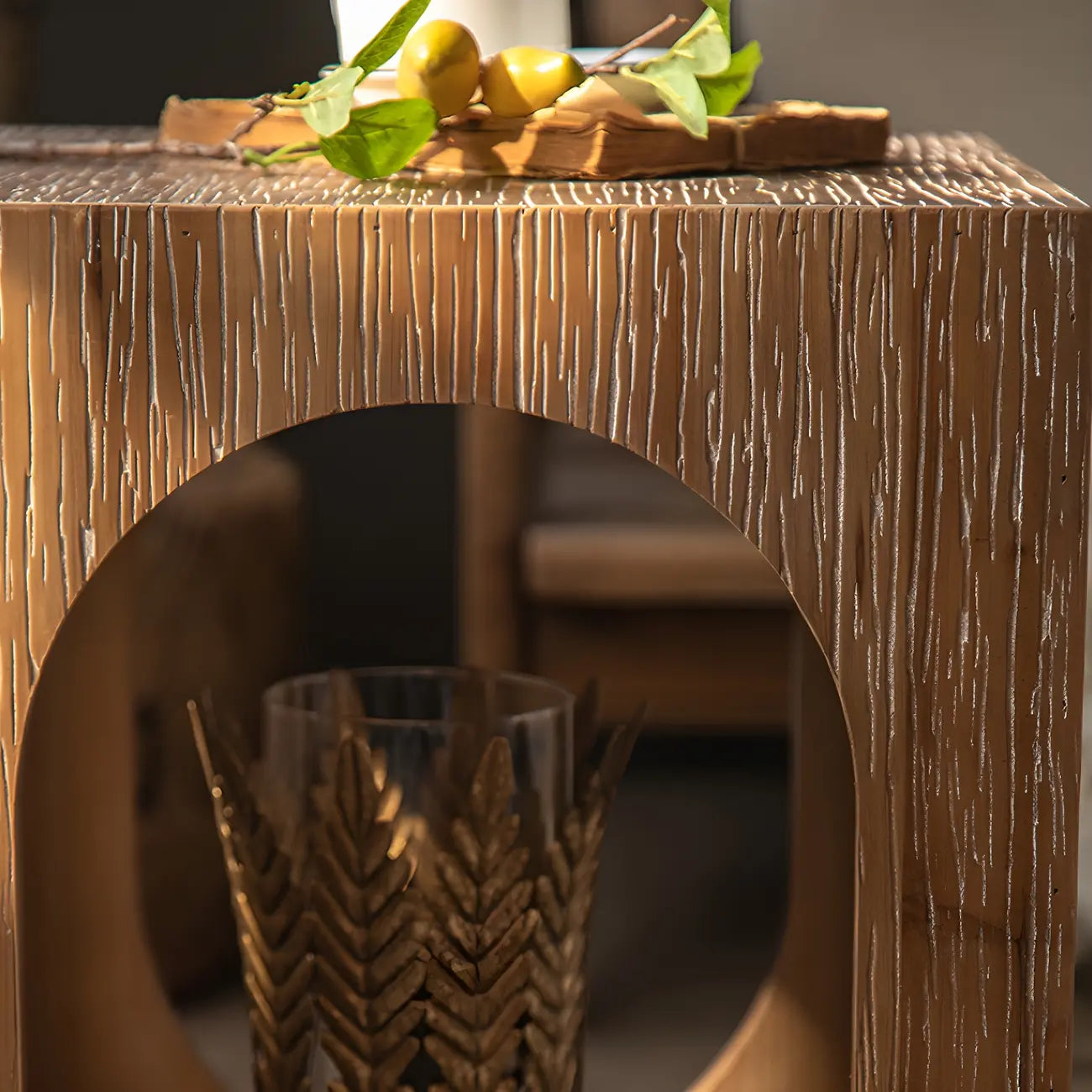 Rustic Square Distressed Wood Side Table with Open Storage