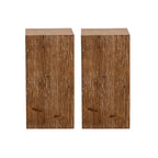 Rustic Square Distressed Wood Side Table with Open Storage