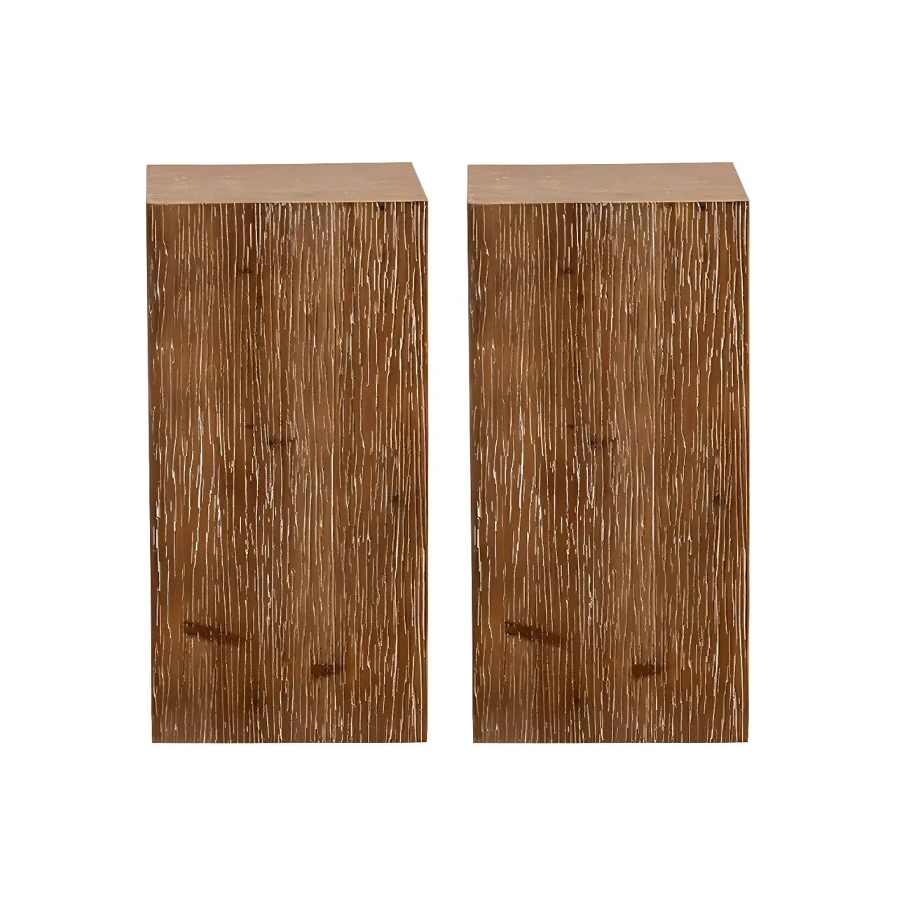 Rustic Square Distressed Wood Side Table with Open Storage