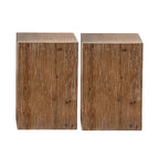 Rustic Square Distressed Wood Side Table with Open Storage