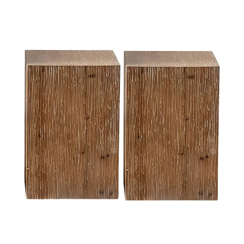 Rustic Square Distressed Wood Side Table with Open Storage