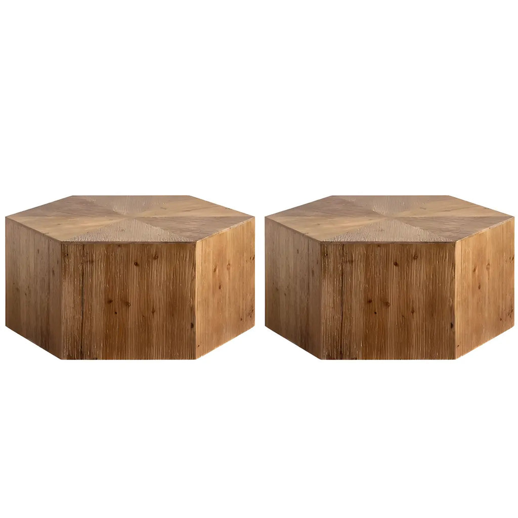 Rustic Square Distressed Wood Side Table with Open Storage