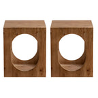 Rustic Square Distressed Wood Side Table with Open Storage