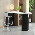Modern White Free Form Wood Ribbed Metal Bar Tables
