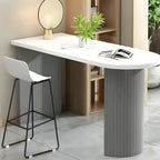 Modern White Free Form Wood Ribbed Metal Bar Tables