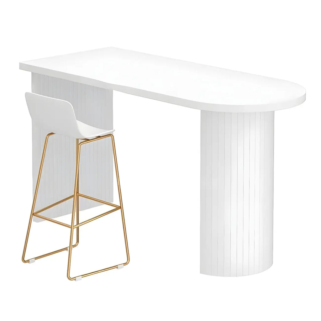 Modern White Free Form Wood Ribbed Metal Bar Tables