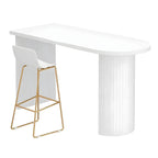 Modern White Free Form Wood Ribbed Metal Bar Tables