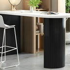 Modern White Free Form Wood Ribbed Metal Bar Tables