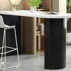 Modern White Free Form Wood Ribbed Metal Bar Tables