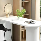 Modern White Free Form Wood Ribbed Metal Bar Tables