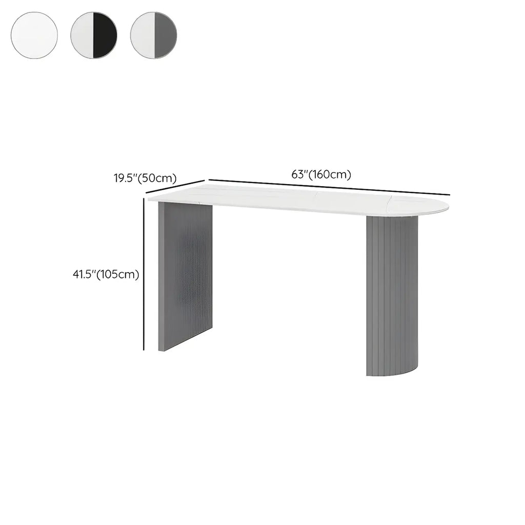 Modern White Free Form Wood Ribbed Metal Bar Tables
