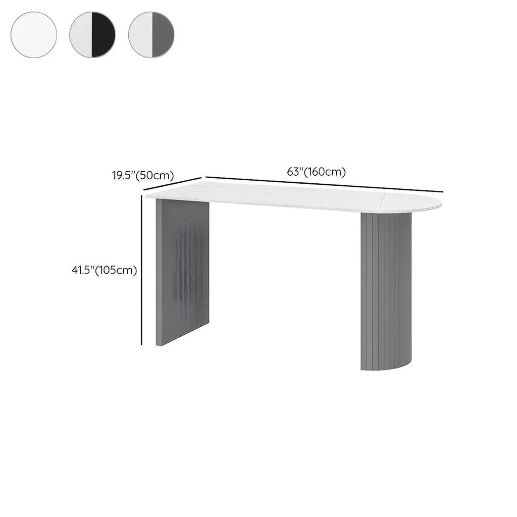 Modern White Free Form Wood Ribbed Metal Bar Tables