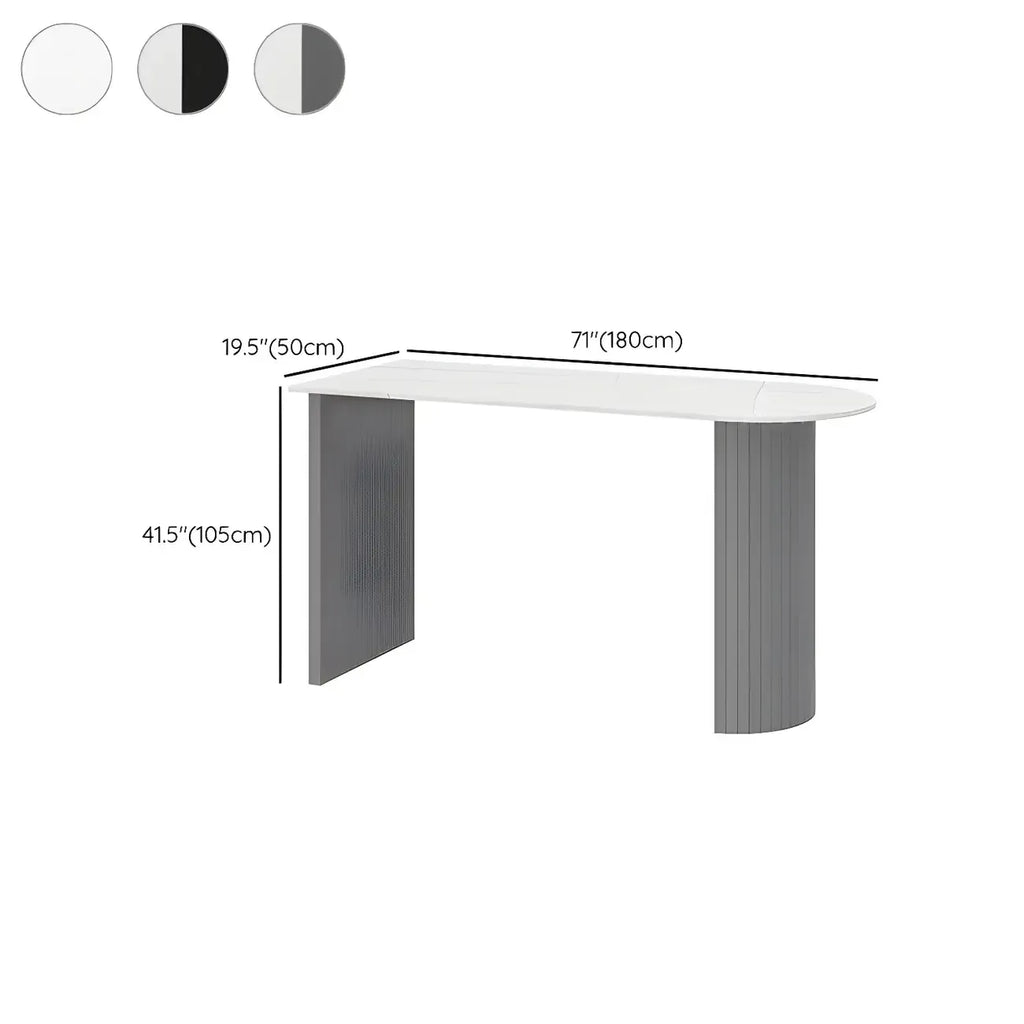 Modern White Free Form Wood Ribbed Metal Bar Tables