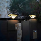 Black Metal Bracket Pyramid Solar Outdoor Post Lights