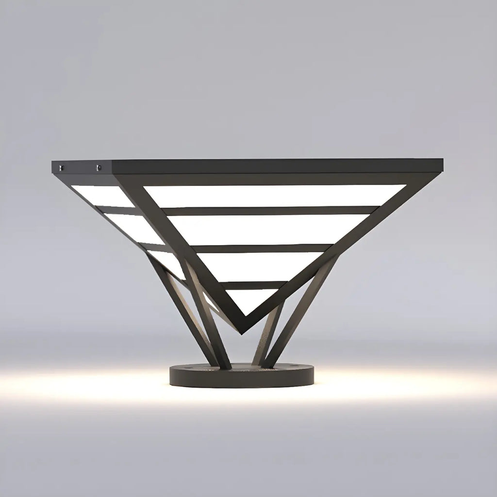 Black Metal Bracket Pyramid Solar Outdoor Post Lights