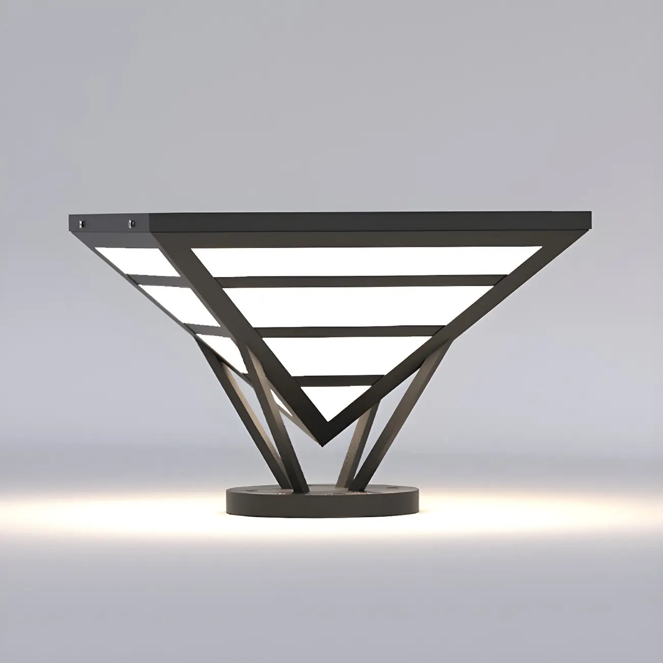 Black Metal Bracket Pyramid Solar Outdoor Post Lights