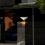 Black Metal Bracket Pyramid Solar Outdoor Post Lights