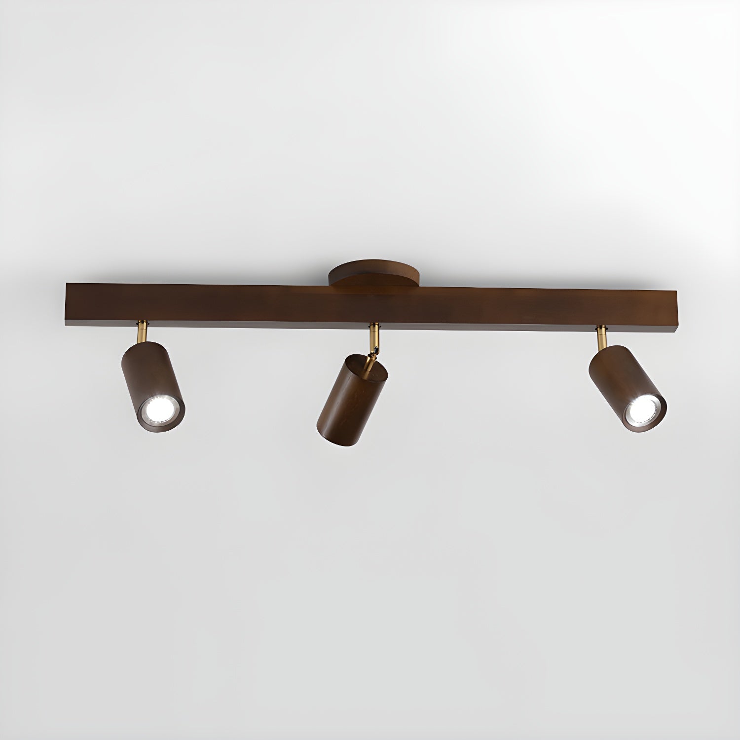 5-Light Wood Track Spotlight Adjustable Semi Flush Mount Ceiling Light