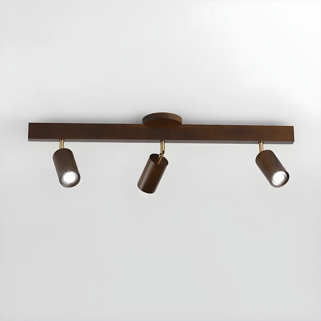 5-Light Wood Track Spotlight Adjustable Semi Flush Mount Ceiling Light