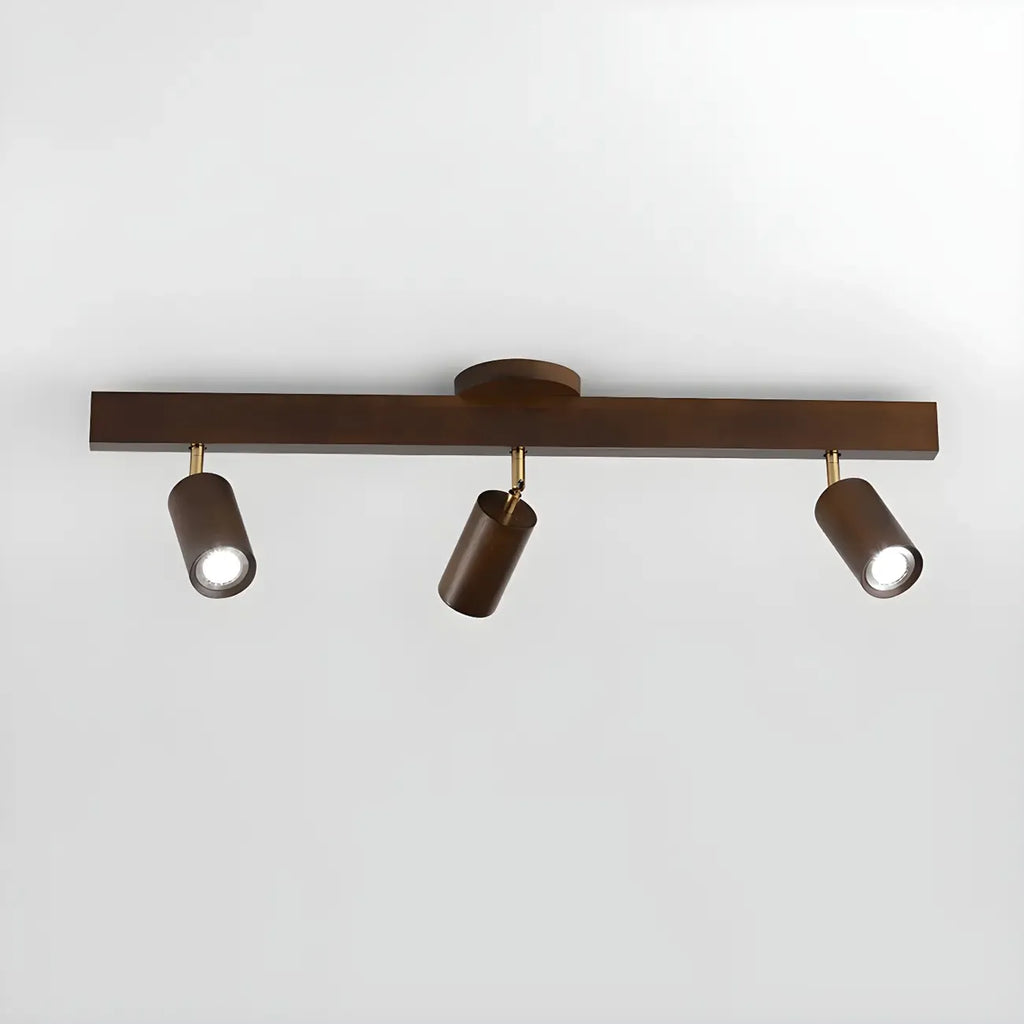 5-Light Wood Track Spotlight Adjustable Semi Flush Mount Ceiling Light