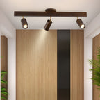 5-Light Wood Track Spotlight Adjustable Semi Flush Mount Ceiling Light