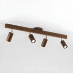 5-Light Wood Track Spotlight Adjustable Semi Flush Mount Ceiling Light
