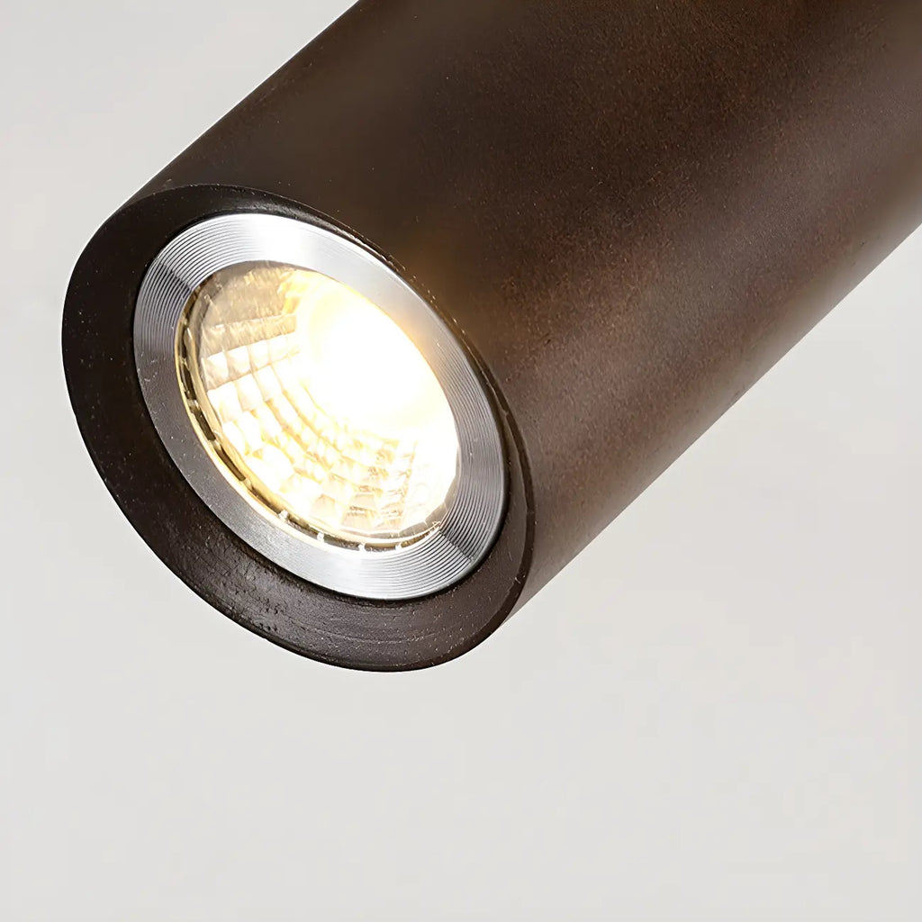 5-Light Wood Track Spotlight Adjustable Semi Flush Mount Ceiling Light