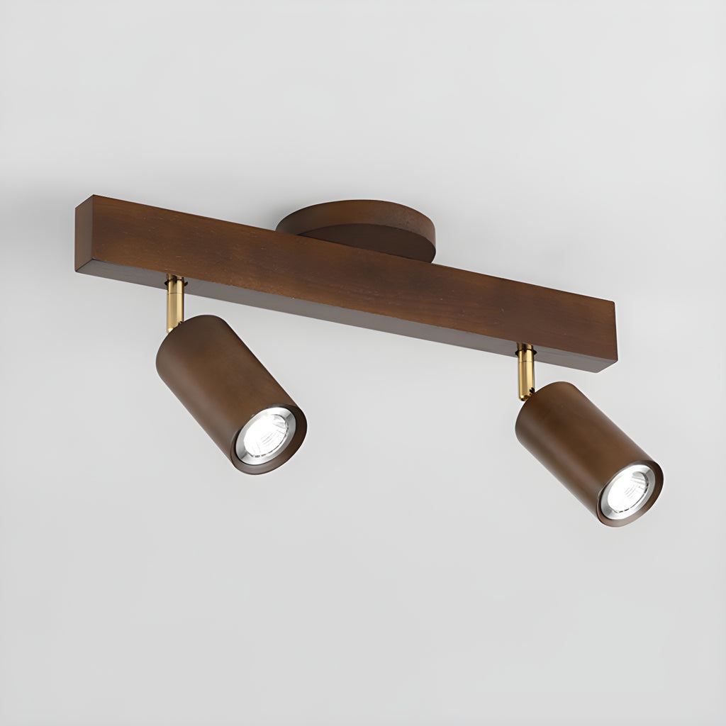 5-Light Wood Track Spotlight Adjustable Semi Flush Mount Ceiling Light