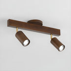 5-Light Wood Track Spotlight Adjustable Semi Flush Mount Ceiling Light