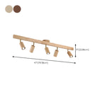 5-Light Wood Track Spotlight Adjustable Semi Flush Mount Ceiling Light