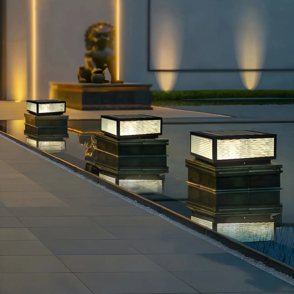 Color-Changing Rectangle Solar Outdoor Post Lights
