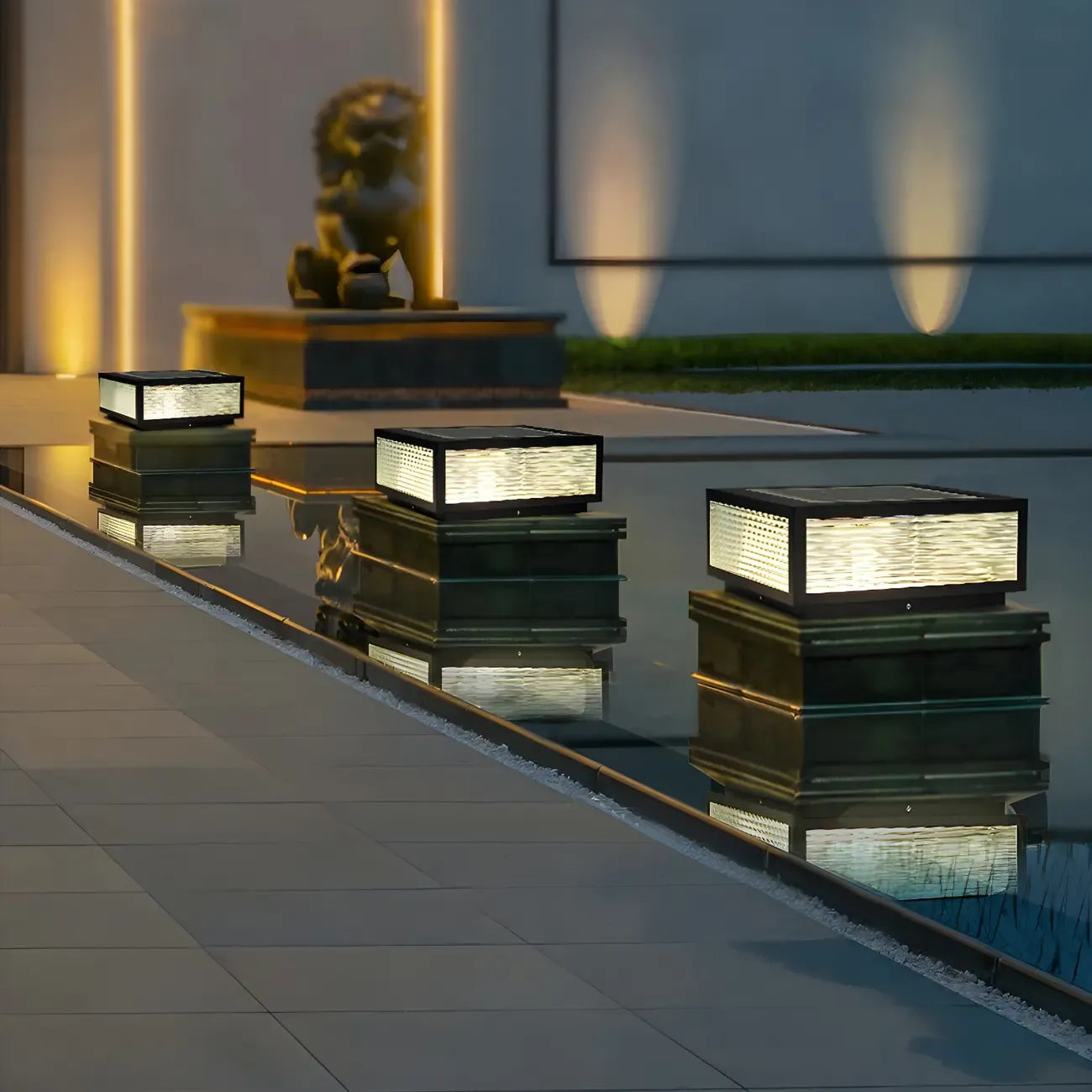 Color-Changing Rectangle Solar Outdoor Post Lights