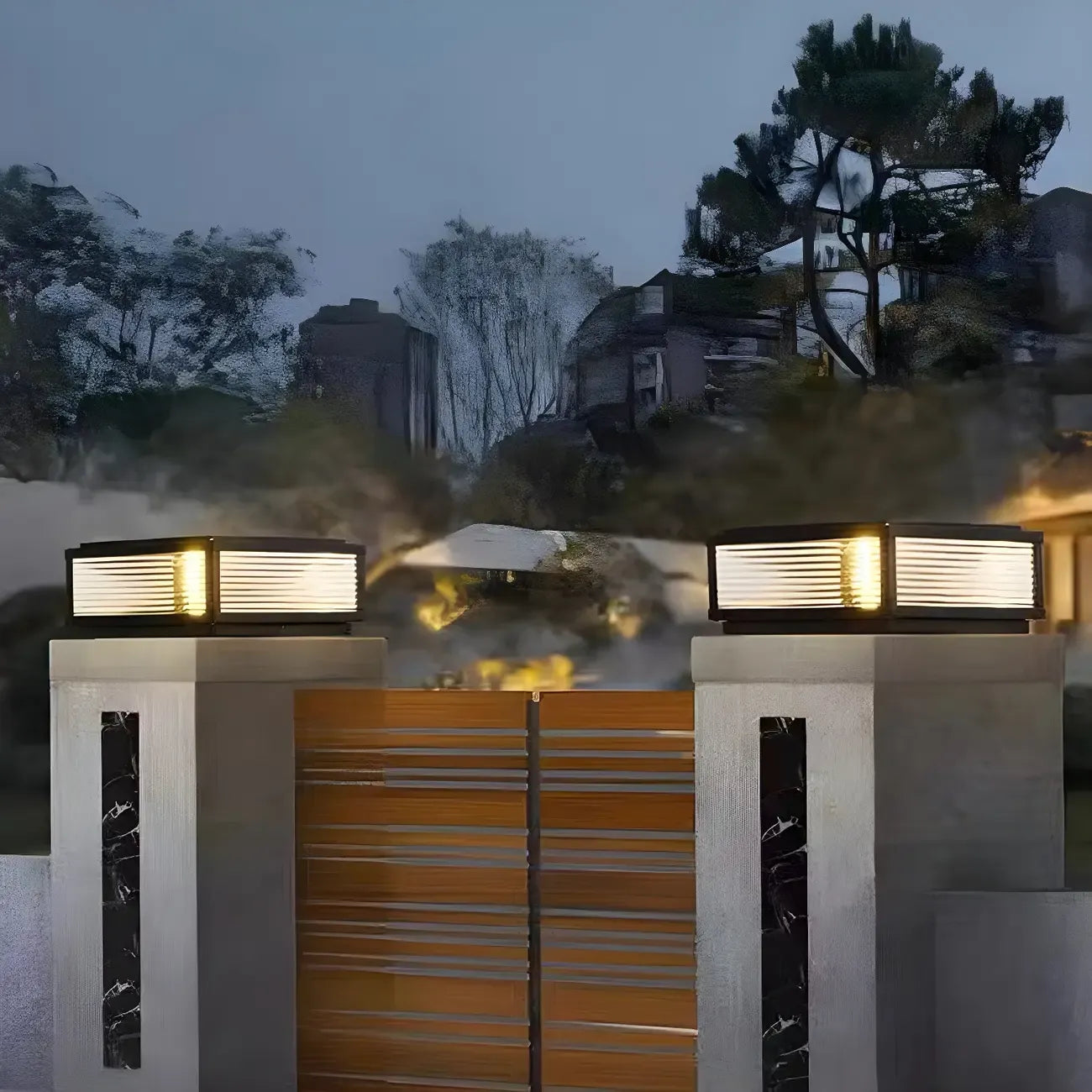 Color-Changing Rectangle Solar Outdoor Post Lights