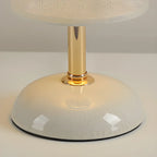 Simple White Cylindrical Fabric Shade LED Ceramic Table Lamp