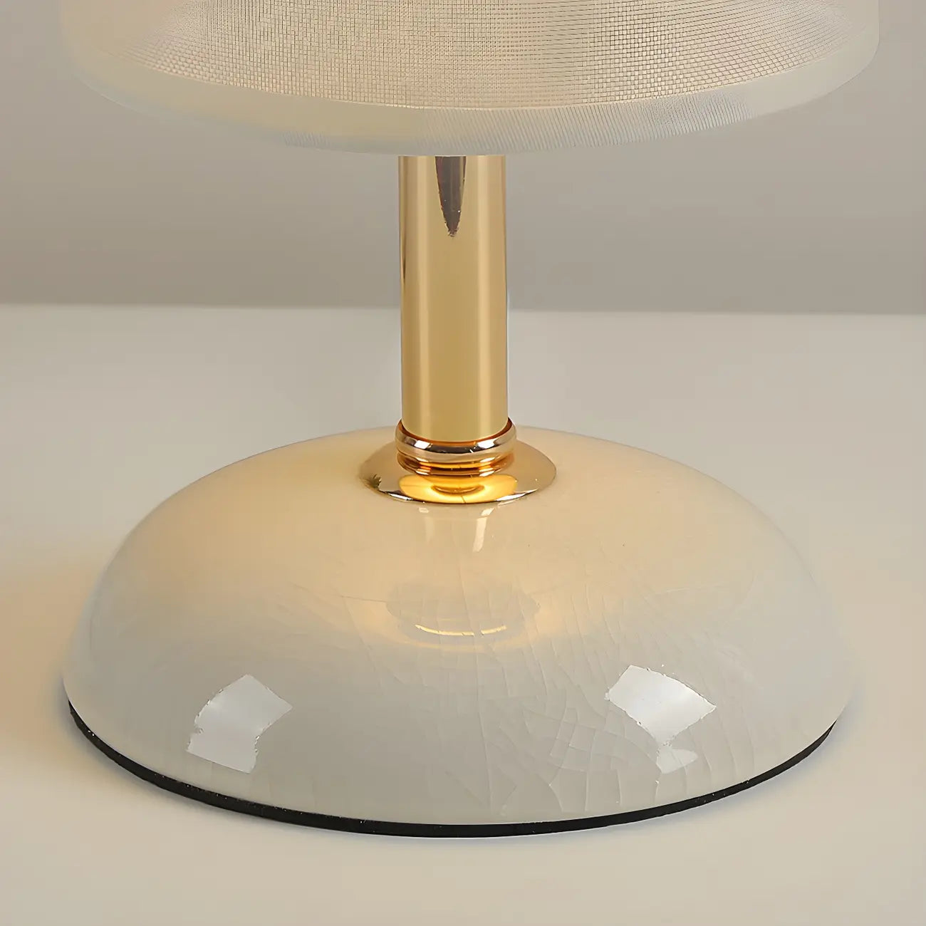 Simple White Cylindrical Fabric Shade LED Ceramic Table Lamp