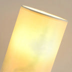 Simple White Cylindrical Fabric Shade LED Ceramic Table Lamp