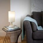 Simple White Cylindrical Fabric Shade LED Ceramic Table Lamp