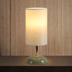 Simple White Cylindrical Fabric Shade LED Ceramic Table Lamp