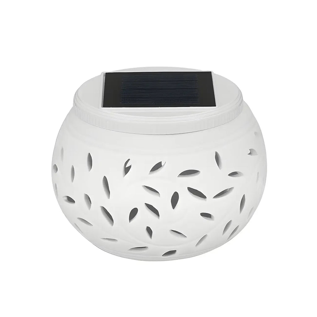 Decorative Hollowed White Ceramic Solar Outdoor Post Lights