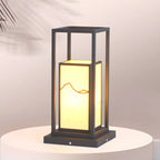 Black Metal Glass Geometric Post Cap Light