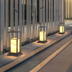 Black Metal Glass Geometric Post Cap Light
