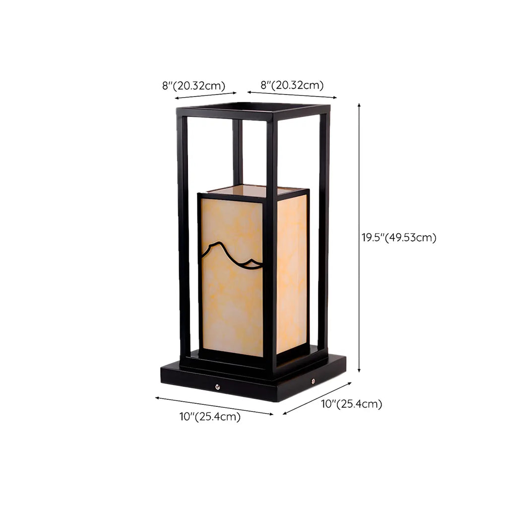 Black Metal Glass Geometric Post Cap Light