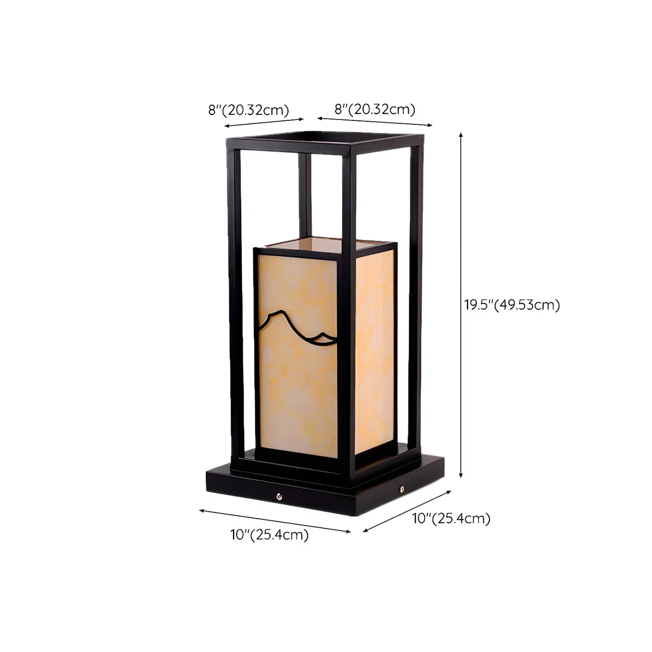 Black Metal Glass Geometric Post Cap Light